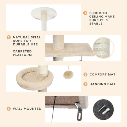 PAWZ Road Kratzbaum Deckenhoch Kletterturm Sisal Katzen Katzenbaum XL 228-274 Cm