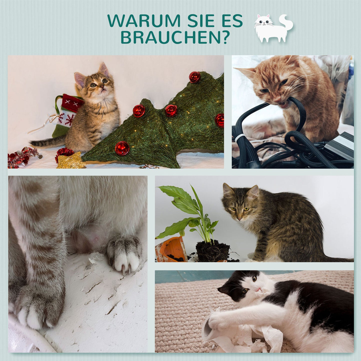 Pawhut Wandkratzbaum Katzen-Kletter