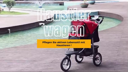 Hundewagen Hundebuggy Katzen Pet Stroller Mit 3 Rädern Klappbar Oxford Rot