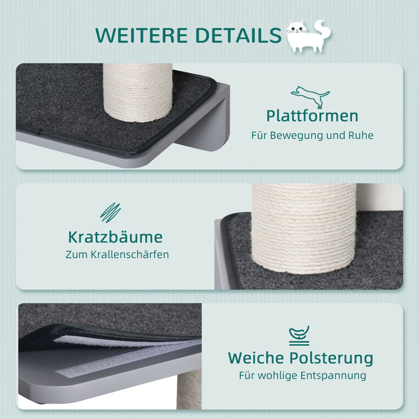 Pawhut Wandkratzbaum Katzen-Kletter