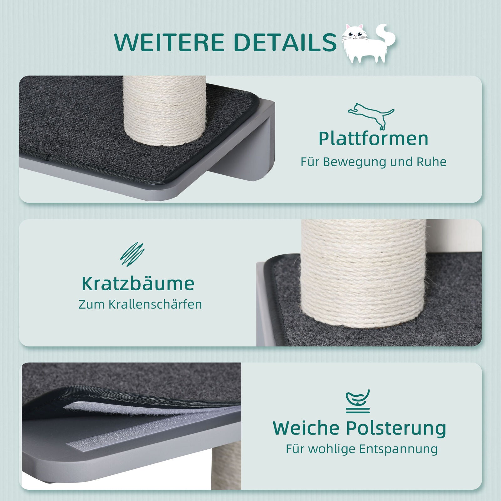 Pawhut Wandkratzbaum Katzen-Kletter
