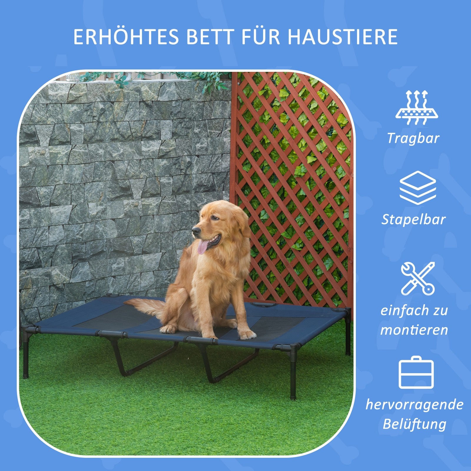 Hundeliege Outdoor Hundebett Schlafplatz Hundesofa Haustierbett Blau