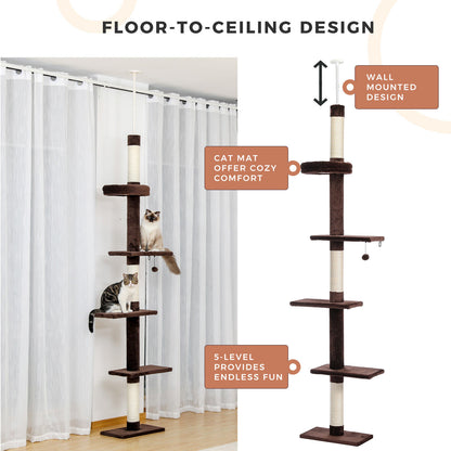 PAWZ Road Kratzbaum Deckenhoch Kletterturm Sisal Katzen Katzenbaum XL 228-274 Cm