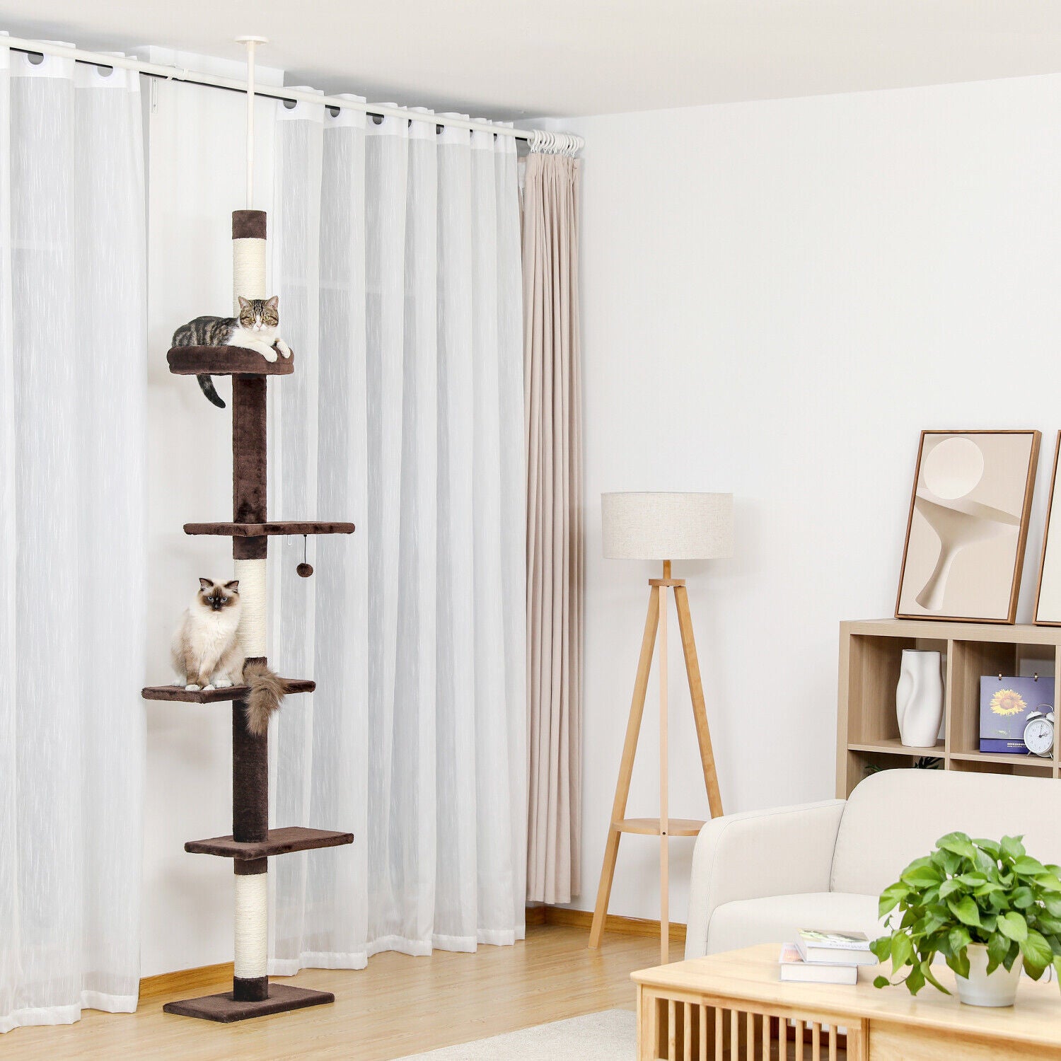 PAWZ Road Kratzbaum Deckenhoch Kletterturm Sisal Katzen Katzenbaum XL 228-274 Cm