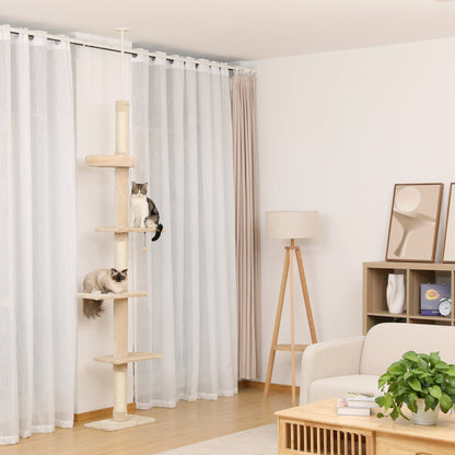 PAWZ Road Kratzbaum Deckenhoch Kletterturm Sisal Katzen Katzenbaum XL 228-274 Cm